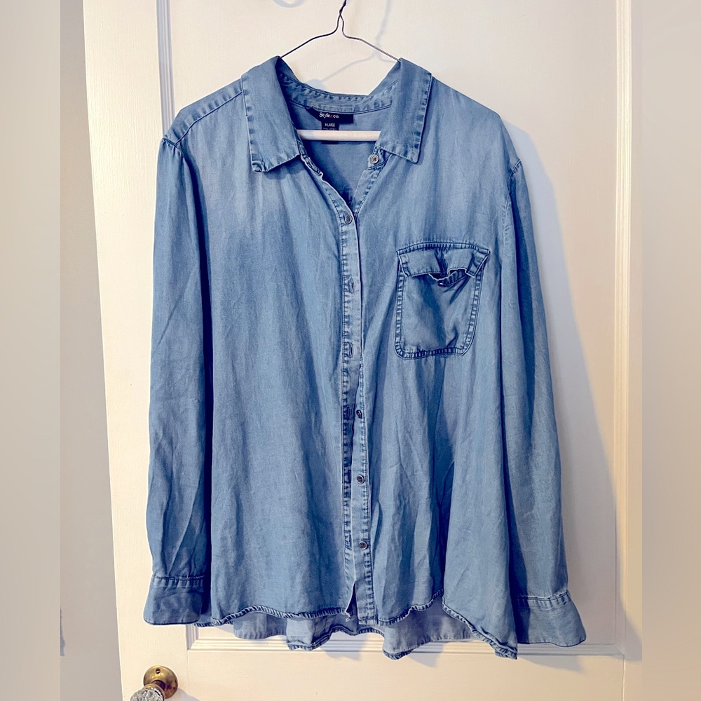 Women’s button down chambray top, size XL by Style & Co.